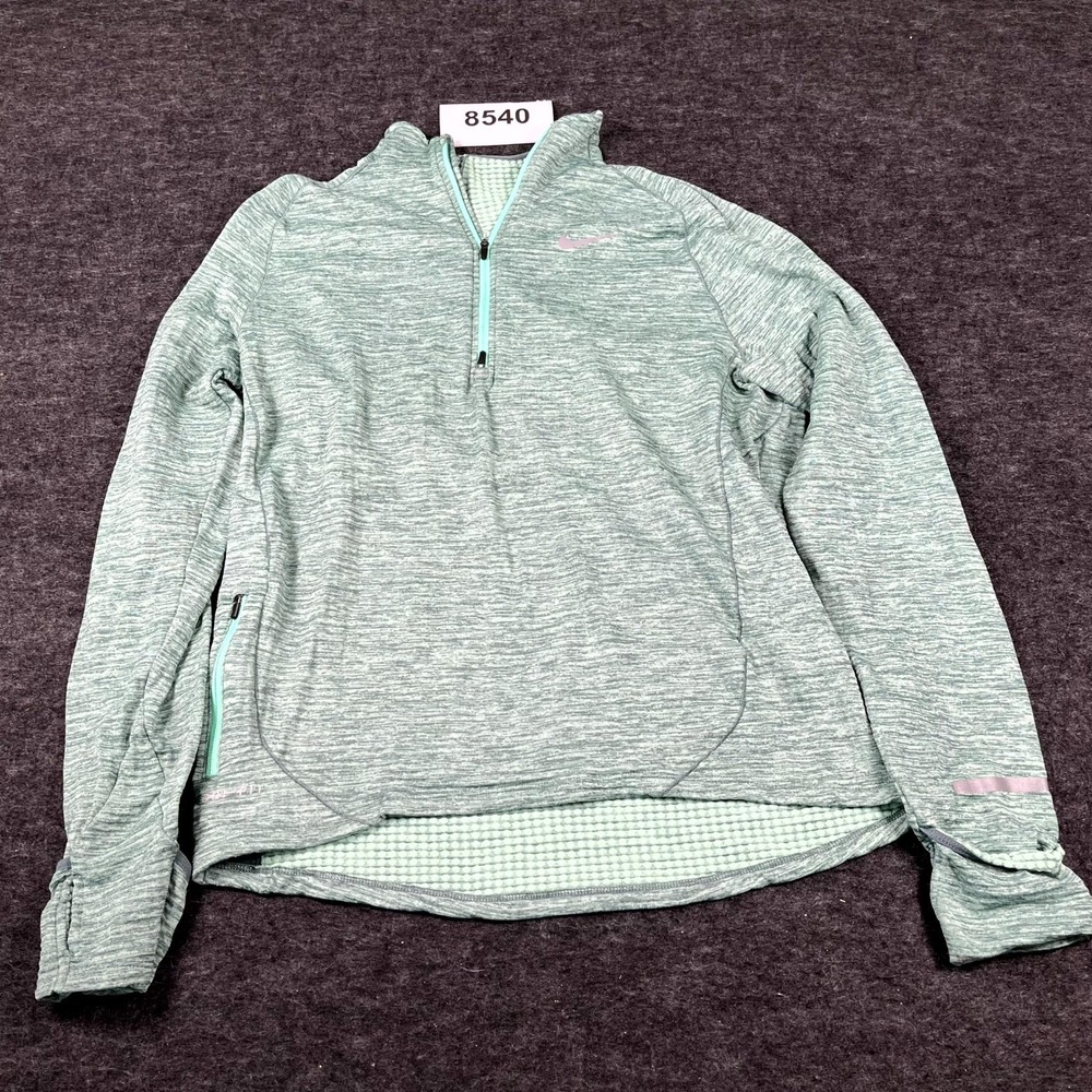 Nike Dri Fit Performance‎ Shirt Womens Medium Heather Green Quarter Zip Athletic